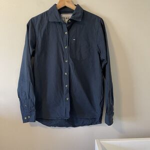 Peau De Loup Gender Neutral Button Down 100% Cotton Shirt Navy